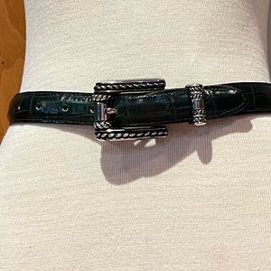 Vicenza Womens calfskin Alligator Silver Tone Buckle Belt Size 26